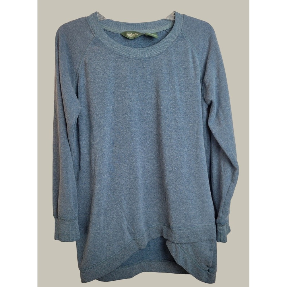 Stillwater Supply Co Sweatshirt Tulip Hem Raglan Pullover Minimalist Blue Large